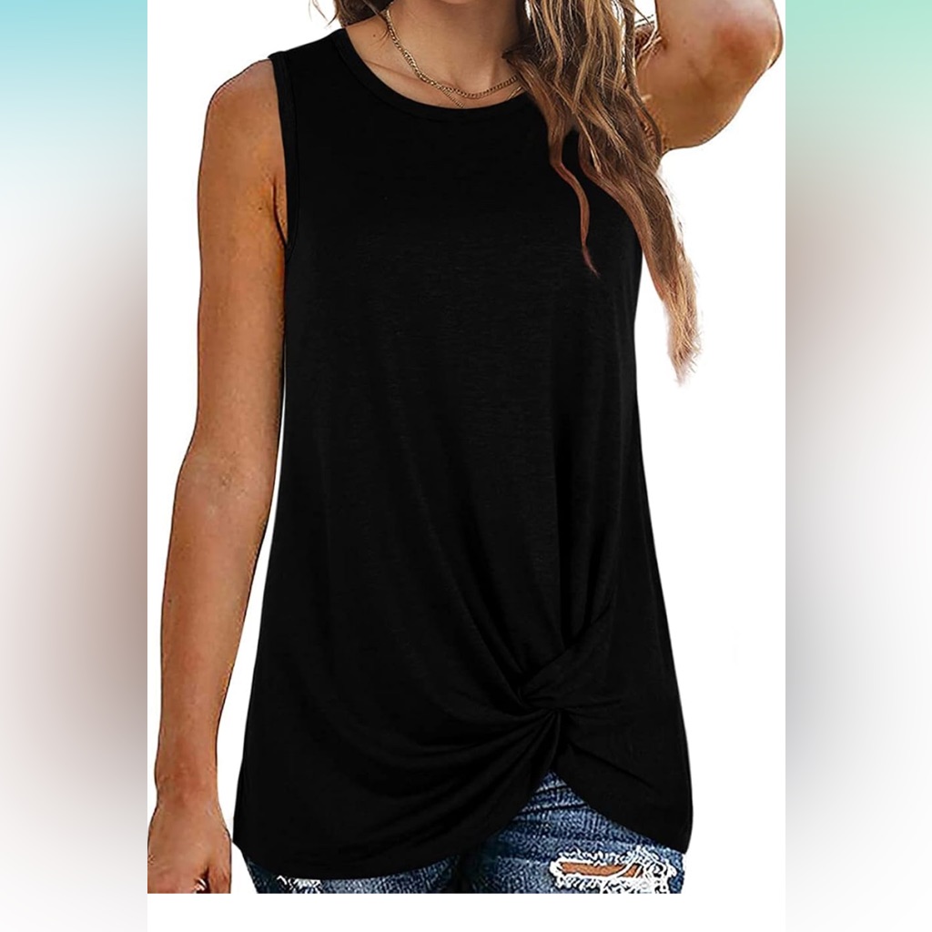 Sampeel Womens Tank Top Twist Knot Summer Sleeveless In Black New With Tags